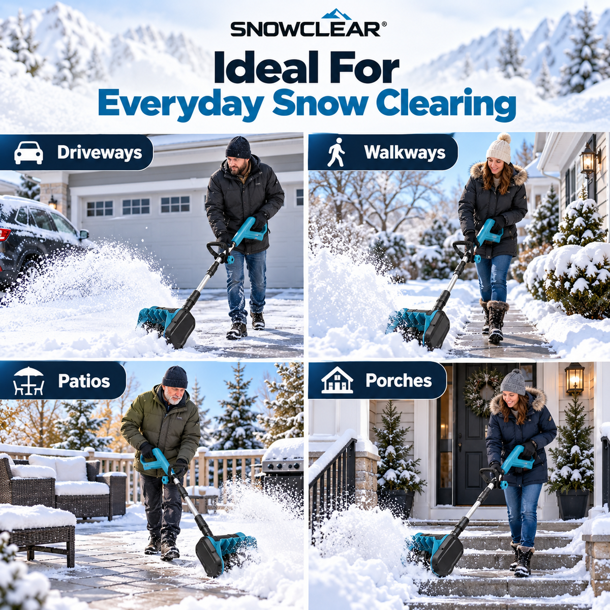 SNOWCLEAR used on driveways, walkways, patios and porches